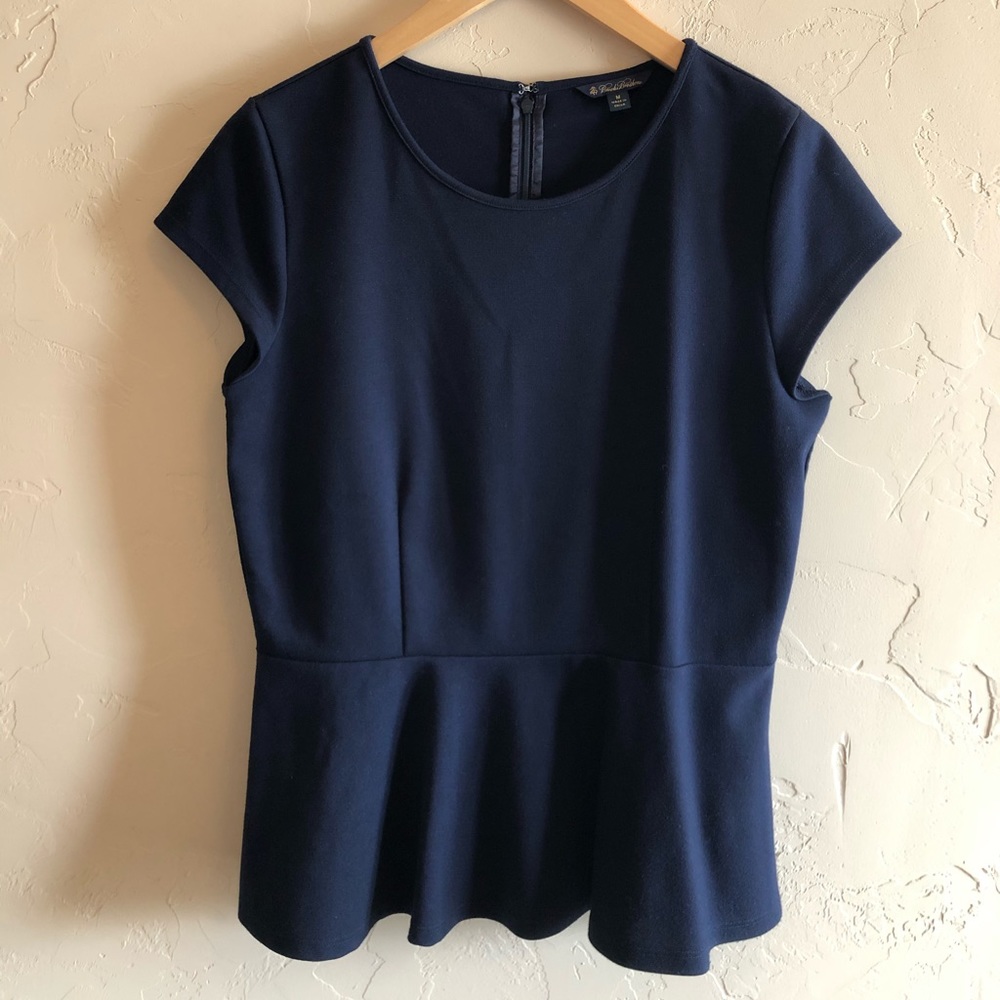 Brooks Brothers Navy Peplum Top